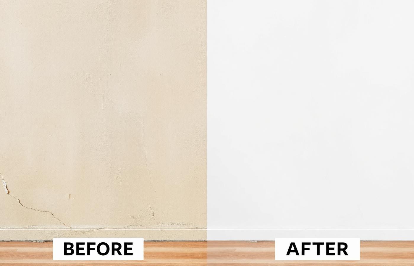 Comparativo antes e depois de parede pintada
